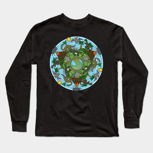 Dinosaur Themed Mandala Long Sleeve T-Shirt